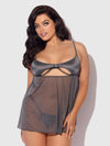 Zoe Oil Slick Openable Cup Underwire Babydoll Set from Love It Curvy