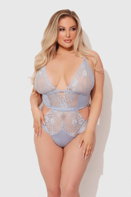 Sienna Satin & Lace Wireless Teddy from Love It Curvy