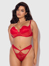 Kiki Lace & Faux Leather Balconette & Open Back Hipster Set from Love It Curvy