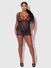 Kiki Lace Strappy & Backless Chemise & G-String Set from Love It Curvy