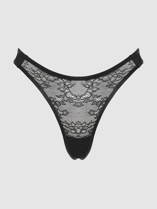 Kiki Lace & Mesh Thong from Love It Curvy