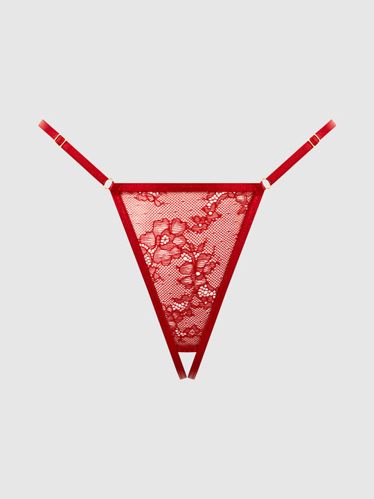 Kiki Lace Crotchless & Side Slider Thong from Love It Curvy