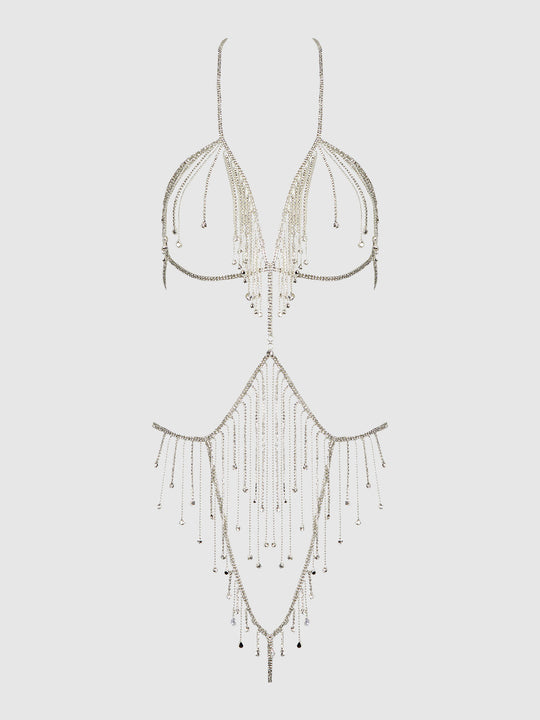 Rhinestone Dangle Fringe Teddy from Love It Curvy
