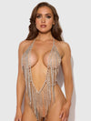 Rhinestone Plunge & Fringe Teddy from Love It Curvy