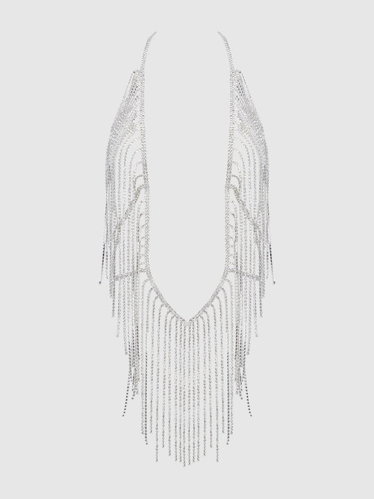 Rhinestone Plunge & Fringe Teddy from Love It Curvy