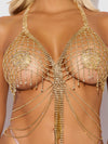 Rhinestone Net & Fringe Halter Bralette from Love It Curvy