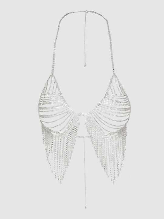 Rhinestone Fringe Triangle Bra from Love It Curvy