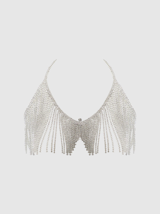 Rhinestone Dangle V-Neck Bra from Love It Curvy