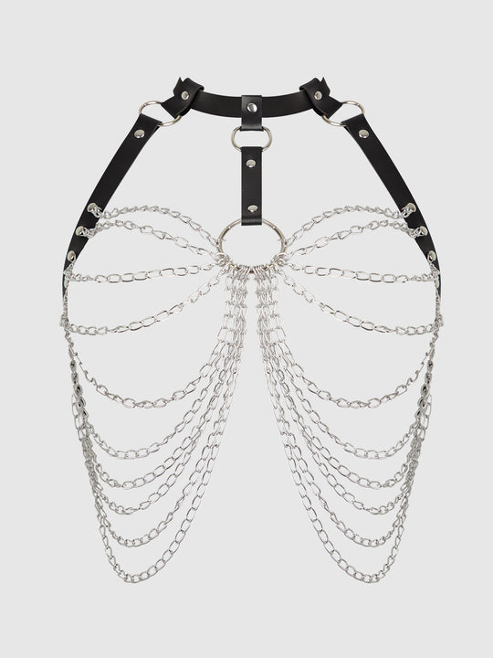 Chain & Leather-Like Draped Harness from Love It Curvy