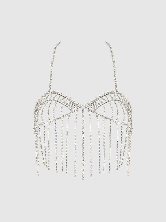Rhinestone Fringe Cropped Cami Top from Love It Curvy