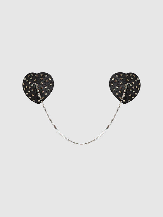 Studded & Chain Draped Leather-Like Heart Pasties from Love It Curvy