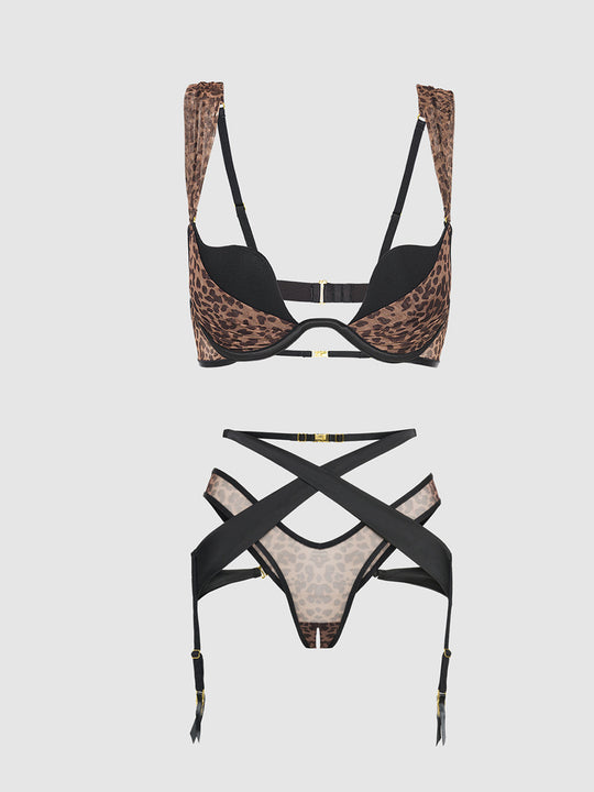 Chantal Plunge Push Up Bra & Crotchless Tanga Set from Love It Curvy