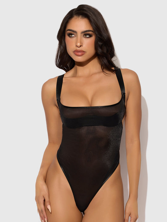 Yvone Shimmer Mesh Bodysuit from Love It Curvy