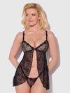 Yvone Lace Openable Cup Babydoll & G-String Set from Love It Curvy
