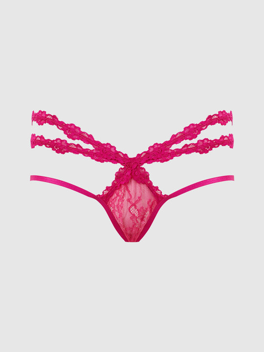 Yvone Lace Strappy Backless Tanga from Love It Curvy