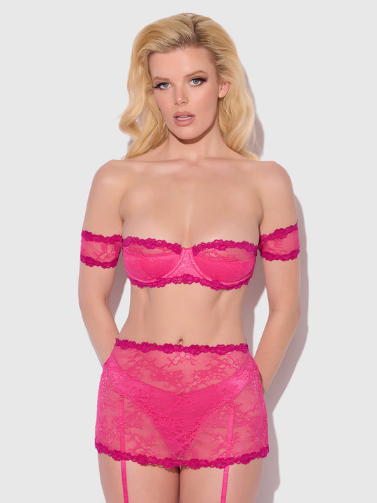 Yvone Lace Bra & Skirted Garter Panty Set from Love It Curvy