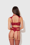 Dezi Lace & Chain Open Cup Bra, Garter & G-String Set from Love It Curvy