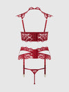 Dezi Lace & Chain Open Cup Bra, Garter & G-String Set from Love It Curvy