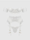 Bridal Satin & Lace Strapless Bra, Garter Belt & Tanga Set from Love It Curvy