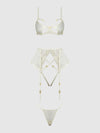 Rosalie Embroidered Lace Open-Cup Bra, Garter & G-String Set from Love It Curvy