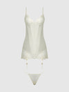 Rosalie Satin & Embroidered Lace Chemise & G-String Set from Love It Curvy