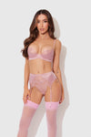 Blair Satin & Lace Bra, Garter & G-String Set from Love It Curvy