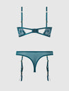 Nova Blacklight Lace Bra & Gartered Thong Set from Love It Curvy