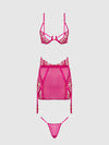 Nova Blacklight Lace Bra, Skirt & G-String Set from Love It Curvy