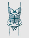 Nova Blacklight Lace Corset & Crotchless G-String Set from Love It Curvy