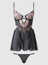 Nova Blacklight Lace Babydoll & G-String Set from Love It Curvy
