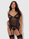 Raquel Mesh & Silky Micro Underwire Bustier & Backless Tanga Set from Love It Curvy