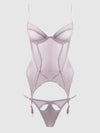 Raquel Mesh & Silky Micro Underwire Bustier & Backless Tanga Set from Love It Curvy