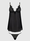 Ashley Alexiss Lace & Mesh Babydoll & G-String Set from Love It Curvy