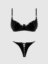 Trinity Patent Bra & Lace Up Crotchless Panty Set from Love It Curvy