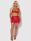 Trinity Patent Lace Up Bralette, Skirt & G-String Set from Love It Curvy