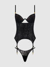 Snake Velvet-Burnout Mesh Bustier & Thong Set from Love It Curvy