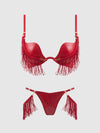 Phoenix Faux Leather & Fringe Push Up Bra & Thong Set from Love It Curvy