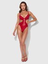 Phoenix Faux Leather & Fringe Crotchless Teddy from Love It Curvy