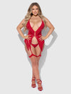 Phoenix Faux Leather & Fringe Chemise & G-String Set from Love It Curvy