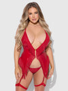 Phoenix Faux Leather & Fringe Chemise & G-String Set from Love It Curvy