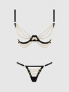Eve Satin & Chain Open Cup Bra & G-String Set from Love It Curvy