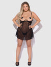 Eve Lace, Chain & Mesh Open Cup Babydoll & G-String Set from Love It Curvy