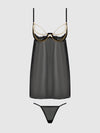 Eve Lace, Chain & Mesh Open Cup Babydoll & G-String Set from Love It Curvy