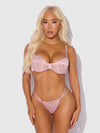 Brigeta Satin & Mesh Corsetted Bra & Open Back Hipster Set from Love It Curvy