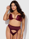 Brigeta Satin Deep Plunge Push Up Bra, Garter & Thong Set from Love It Curvy