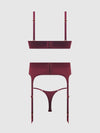 Brigeta Satin Deep Plunge Push Up Bra, Garter & Thong Set from Love It Curvy