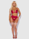 Brigeta Satin Deep Plunge Push Up Bra, Garter & Thong Set from Love It Curvy