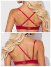 Brigeta Satin Deep Plunge Push Up Bra, Garter & Thong Set from Love It Curvy