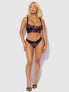 Harper Embroidered Mesh & Micro Longline Bra & Thong Set from Love It Curvy