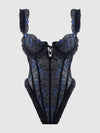 Harper Embroidered Mesh & Ruffle Teddy from Love It Curvy
